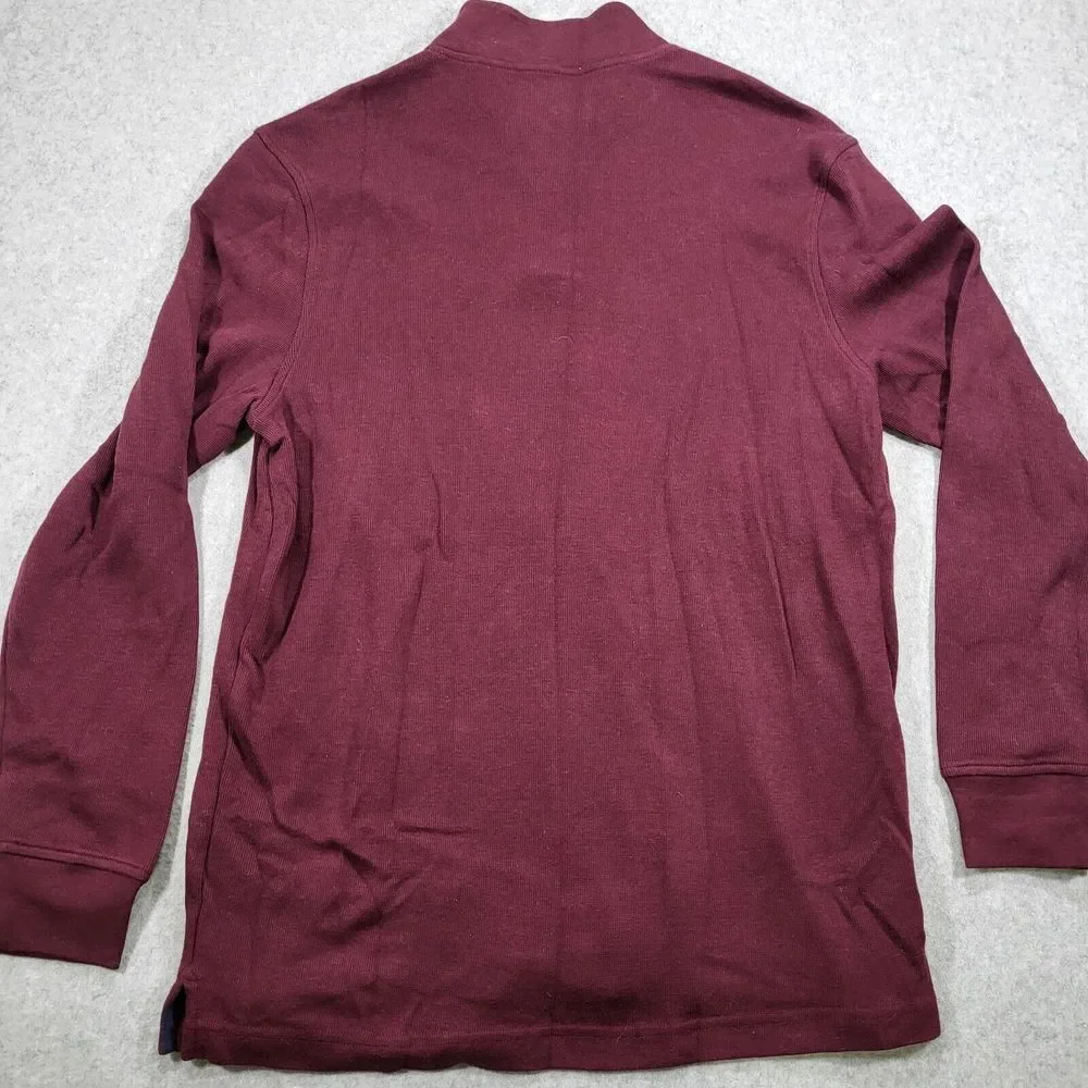 Club Room Mens Large Maroon 1/4 Zip French Rib Long Sleeve‎ Pullover Sweater